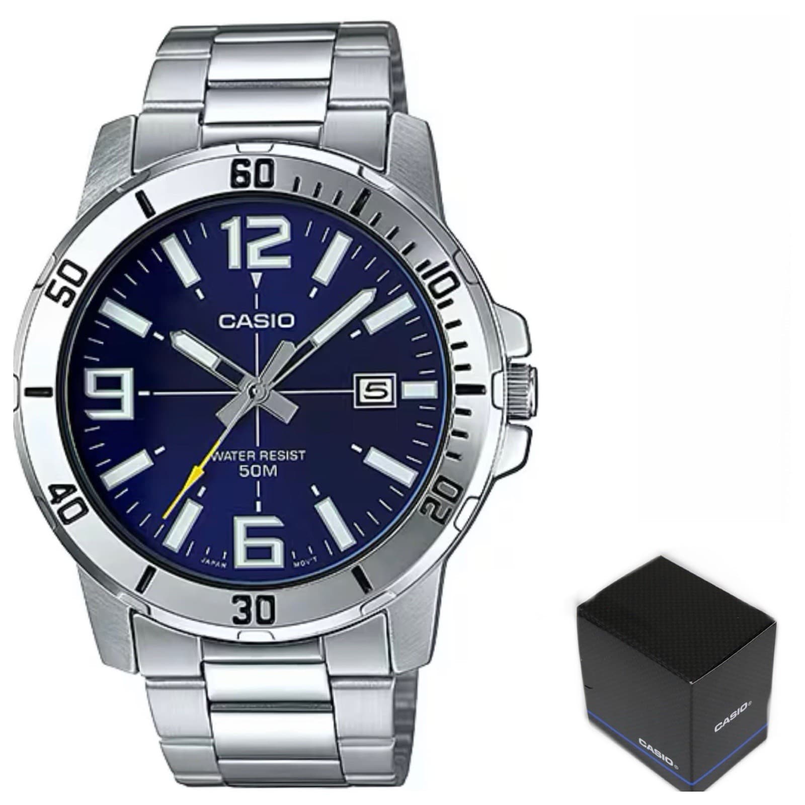 Casio MTP-VD01D-2B Enticer Series Analog Blue Dial Stainless Steel Men's Watch