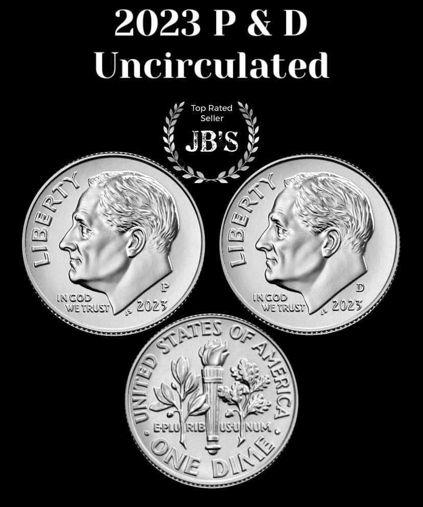 2023 P&D Roosevelt Dime 2 coin Set BRILLIANT UNCIRCULATED *JB's Coins*