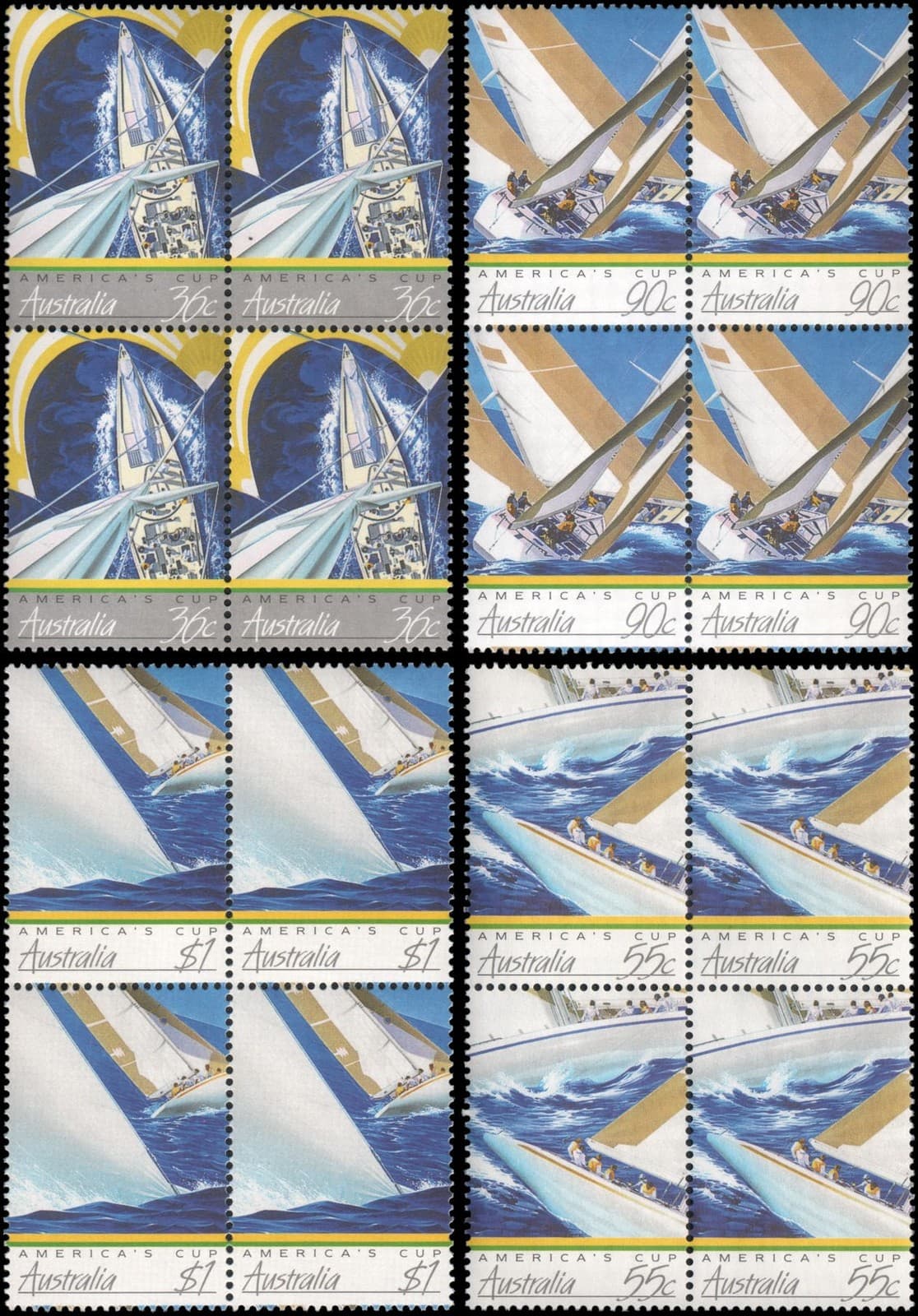 Australia #1011-1014 MNH blocks of 4