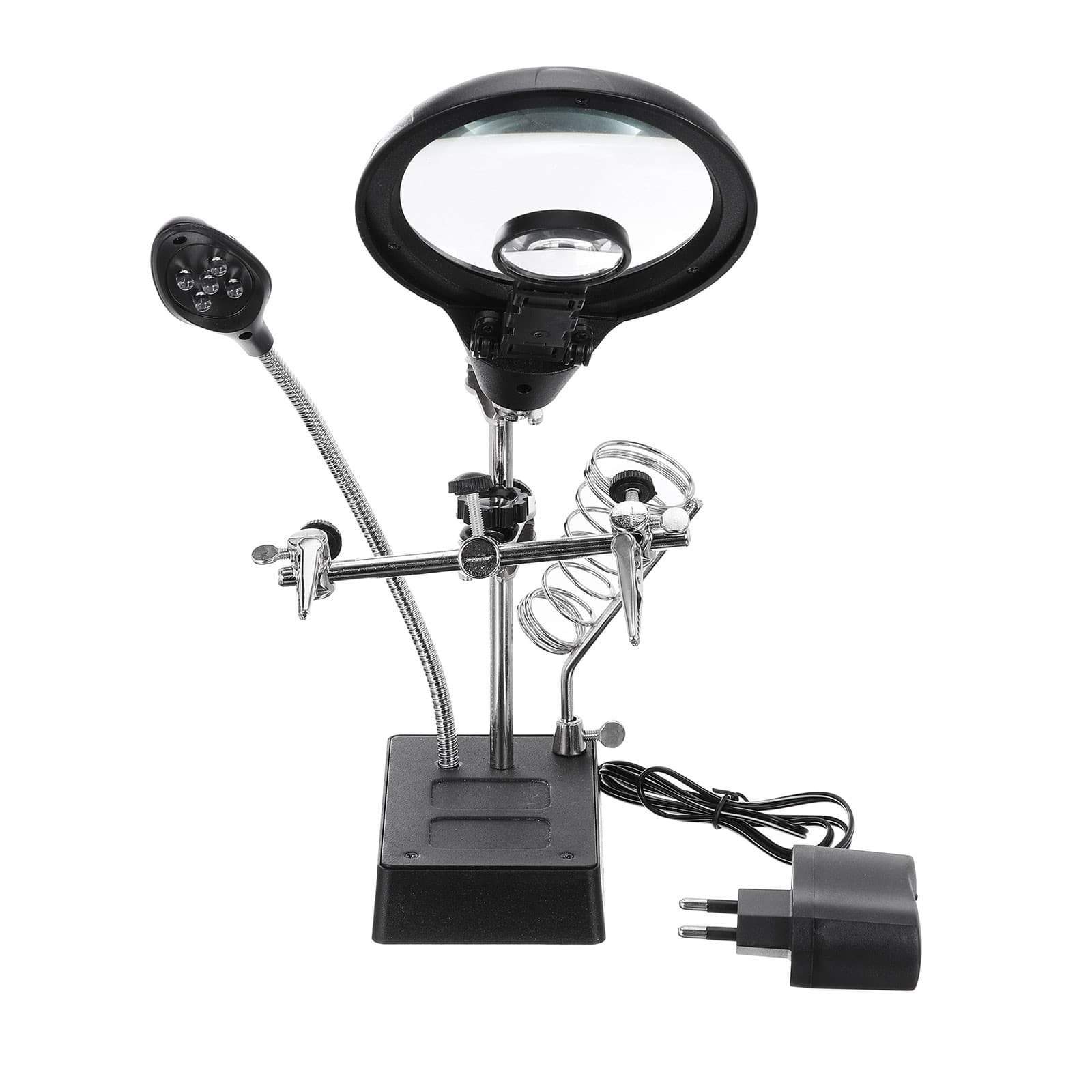 Solder Helping Hand Tool with 2.5X 7.5X 10X Magnifying Glass,2 Alligator Clip