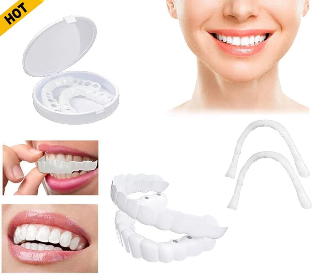 Snap On Upper and Bottom Set False Teeth Dental Veneers Denture Tooth Cover US