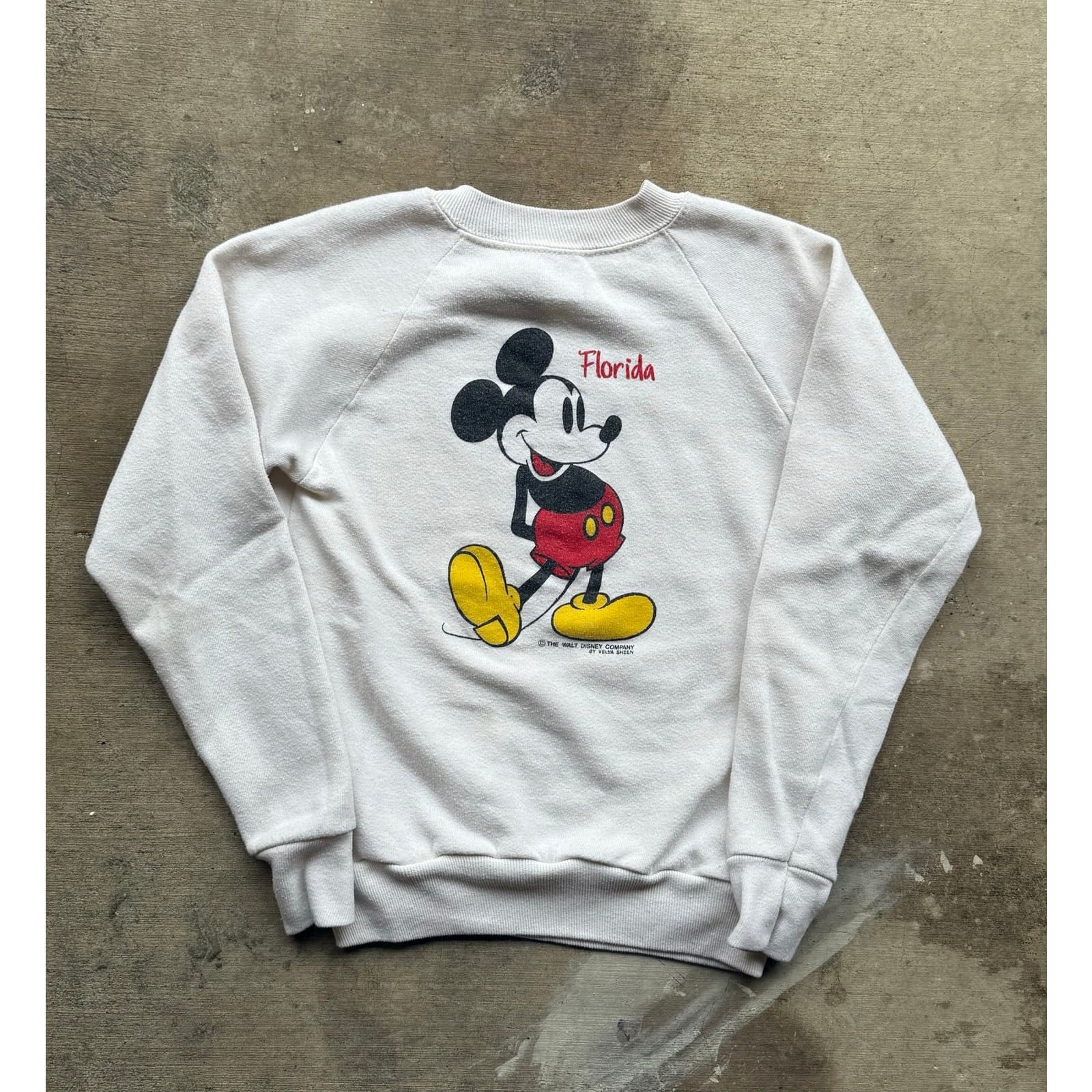 Vintage 1970s Mickey Mouse Disney Youth Medium White Sweatshirt