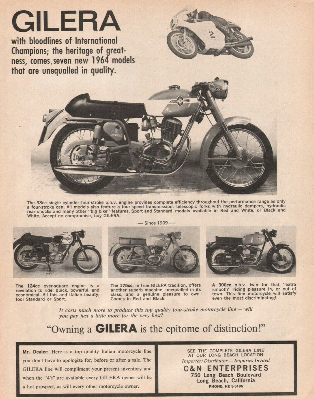 1964 Gilera Motorcycles - Vintage Motorcycle Ad