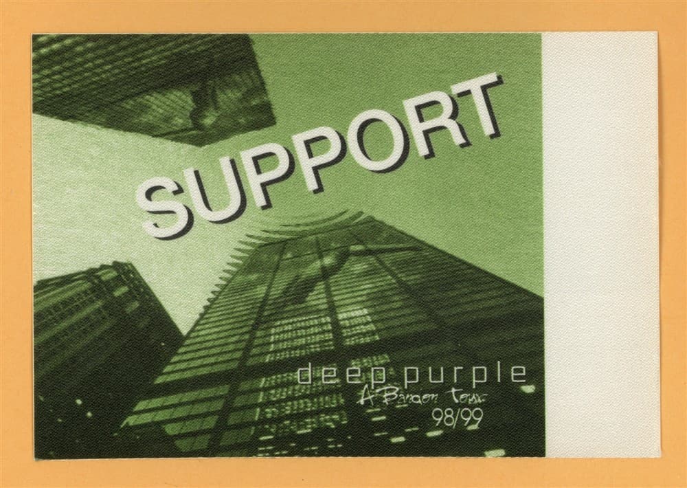Deep Purple 1998 Abandon Concert Tour SUPPORT Backstage Pass