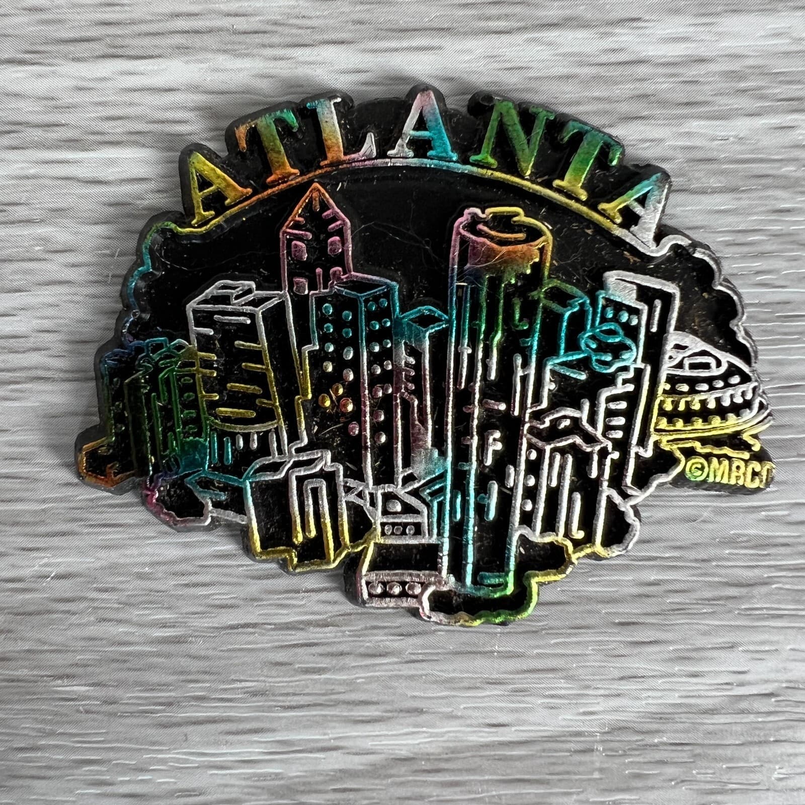 Vtg Fridge Magnet Georgia State Atlanta Skyline Travel City Souvenir Black