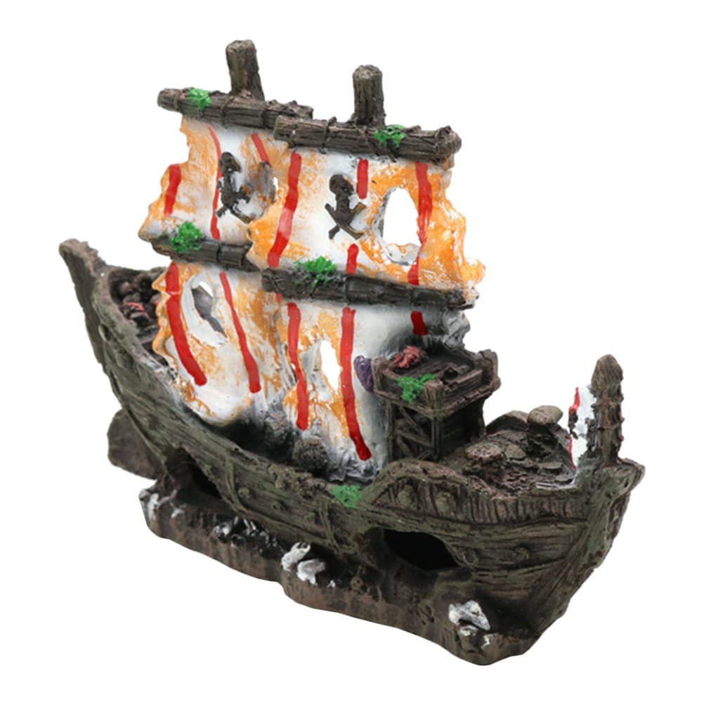 Fish Tank Shipwreck Aquarium Sunken Boat Shrimp Hideout Cave Underwater Shelter