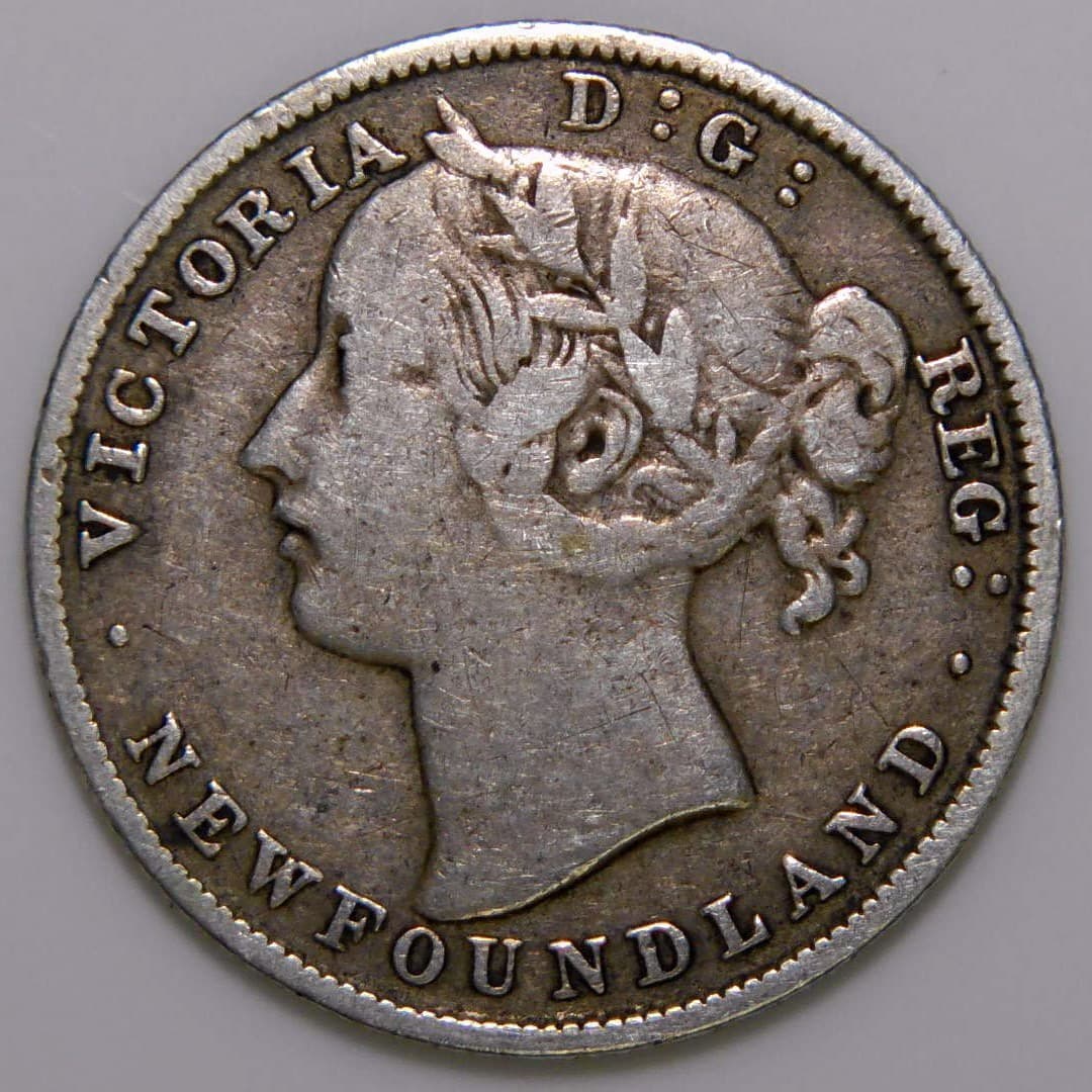 1885 Newfoundland 20 Cents Silver Coin Low Mintage Canada i972