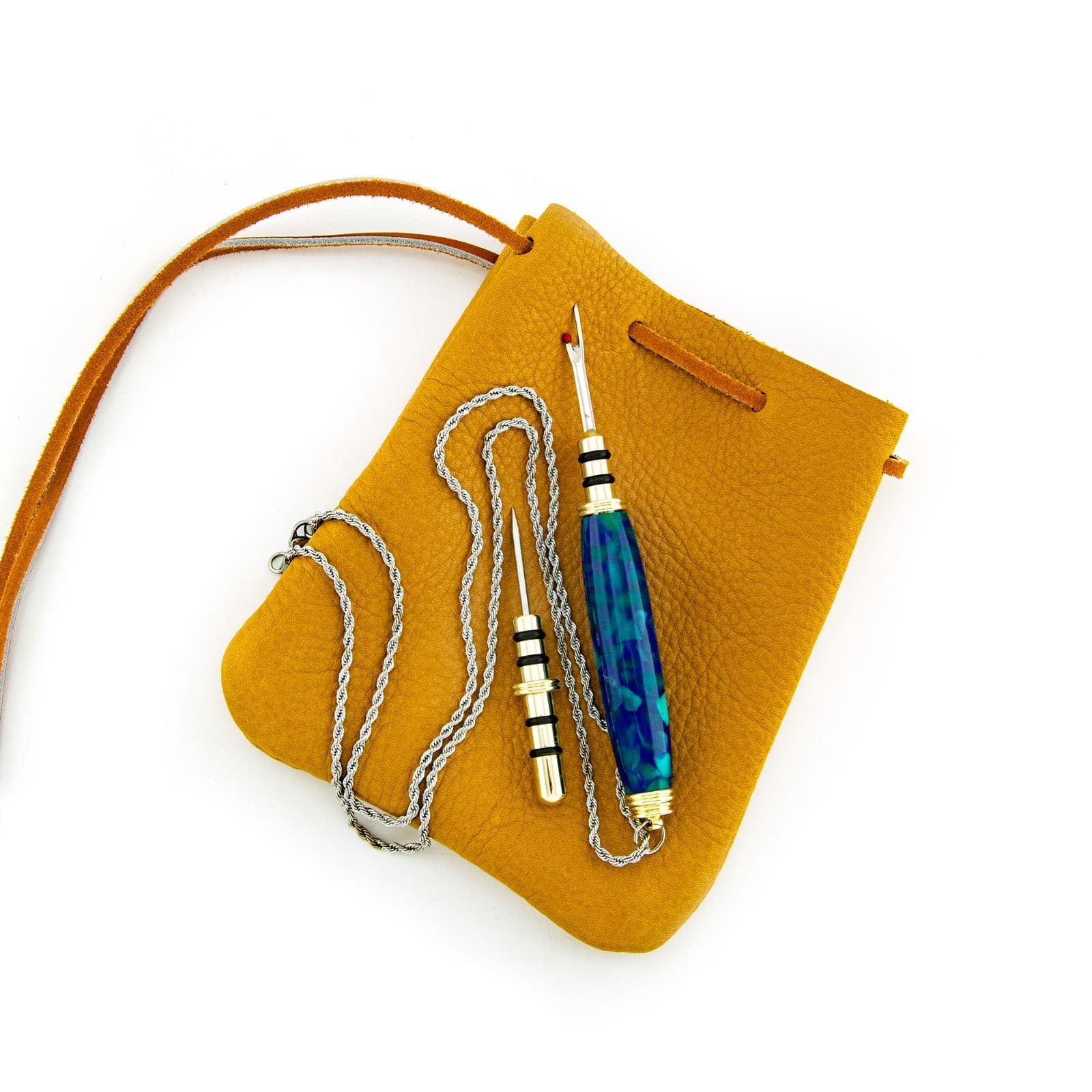 Seam Ripper Stiletto Awl Magnetic Release Necklace Chain Artisan Crafted Handle