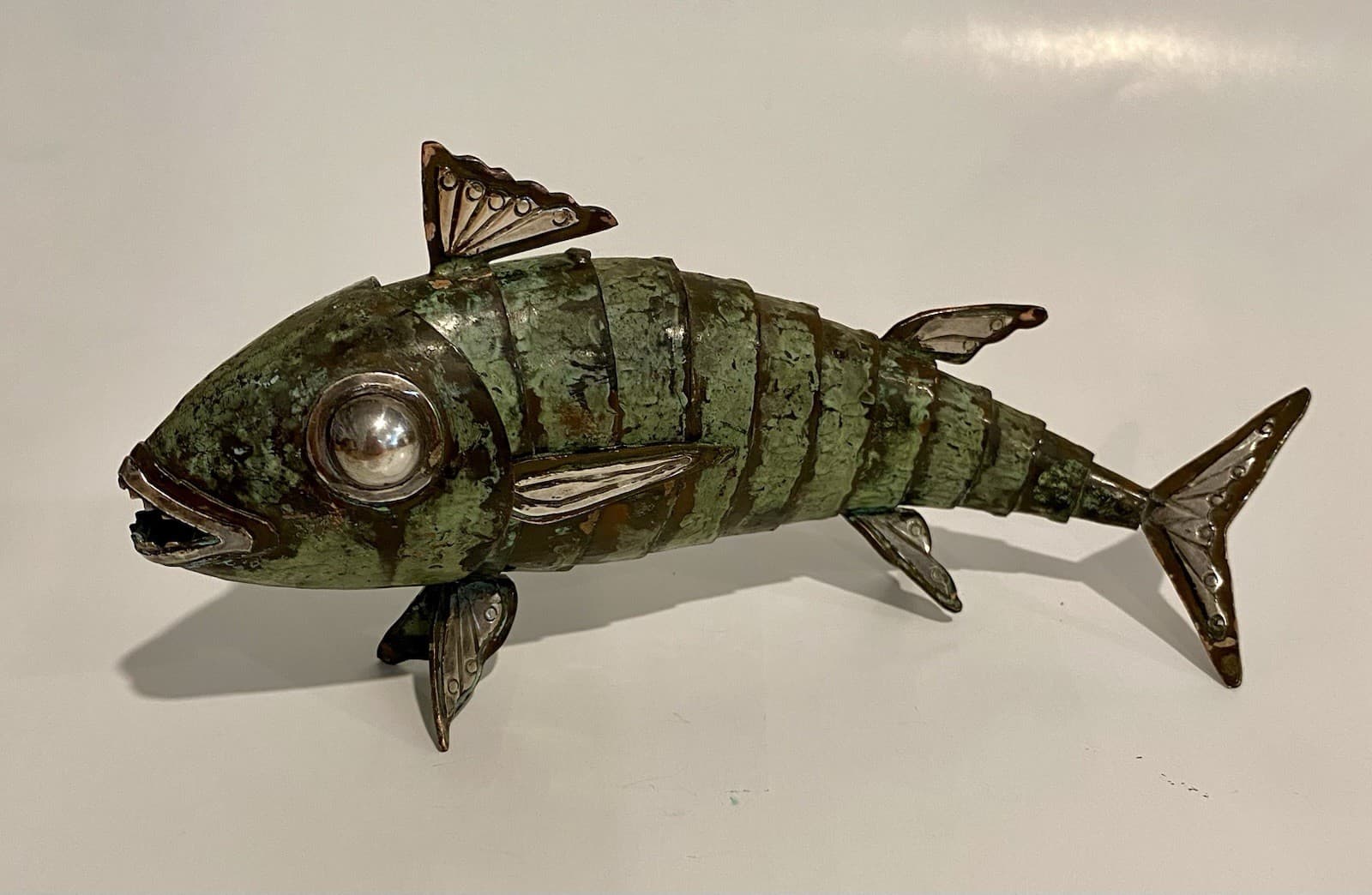 Graziella Laffi Articulated Copper & Sterling Silver fish sculpture