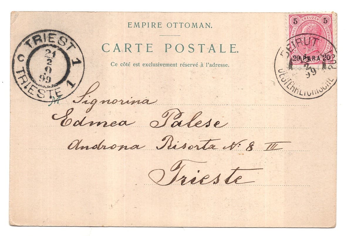 Syria - Postcard travelled from Beyrut to Trieste 1899