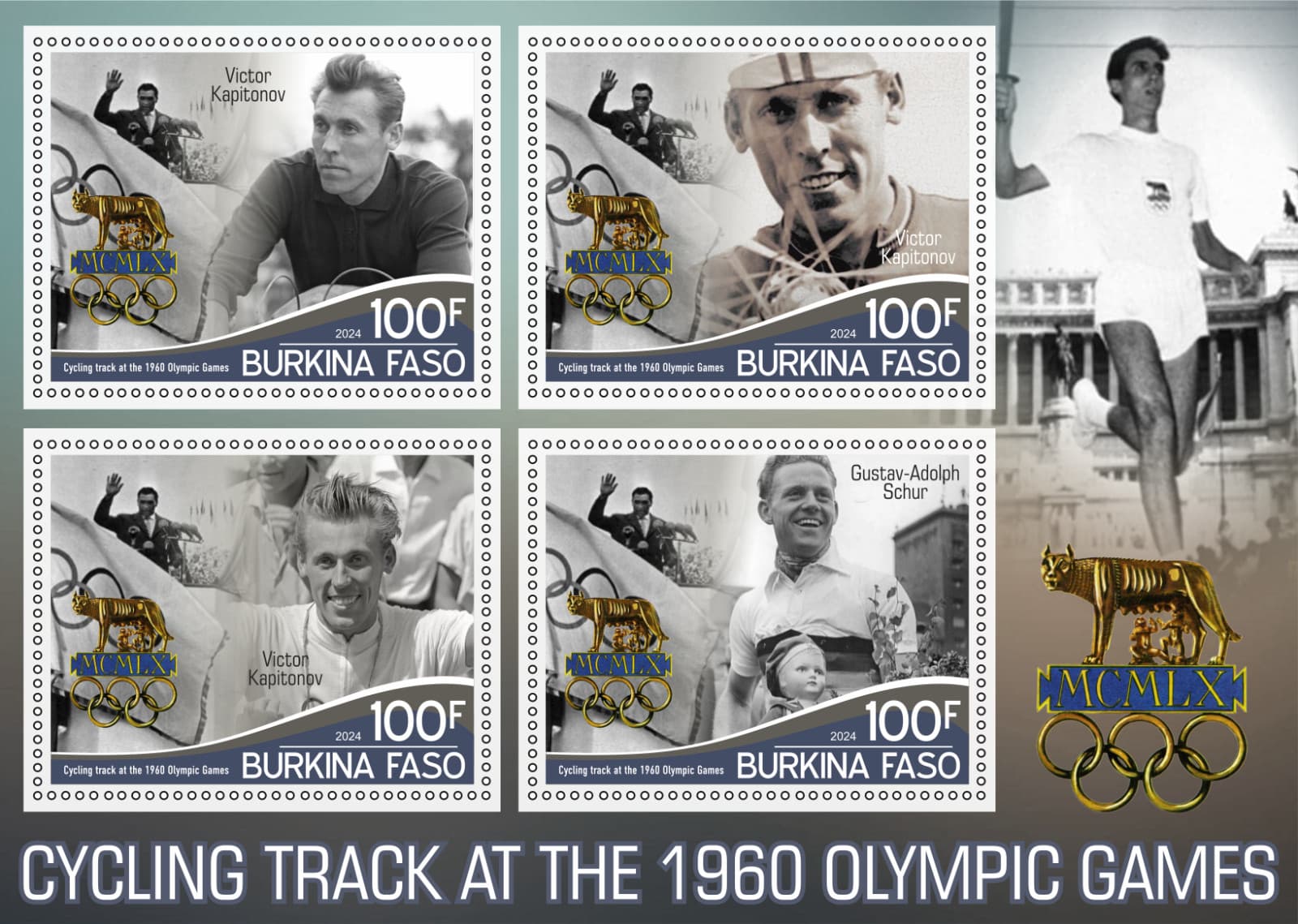 Stamps .Olympics Games Cycling 8 sheets perforated NEW 2024 year