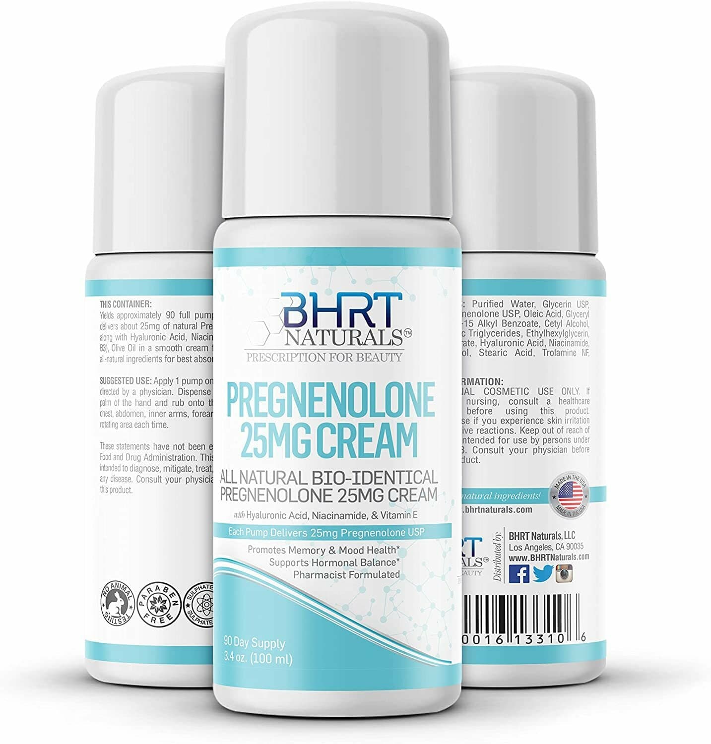 Pregnenolone Cream Supplement 25mg - Natural Bio-Identical Pregnenolone Cream