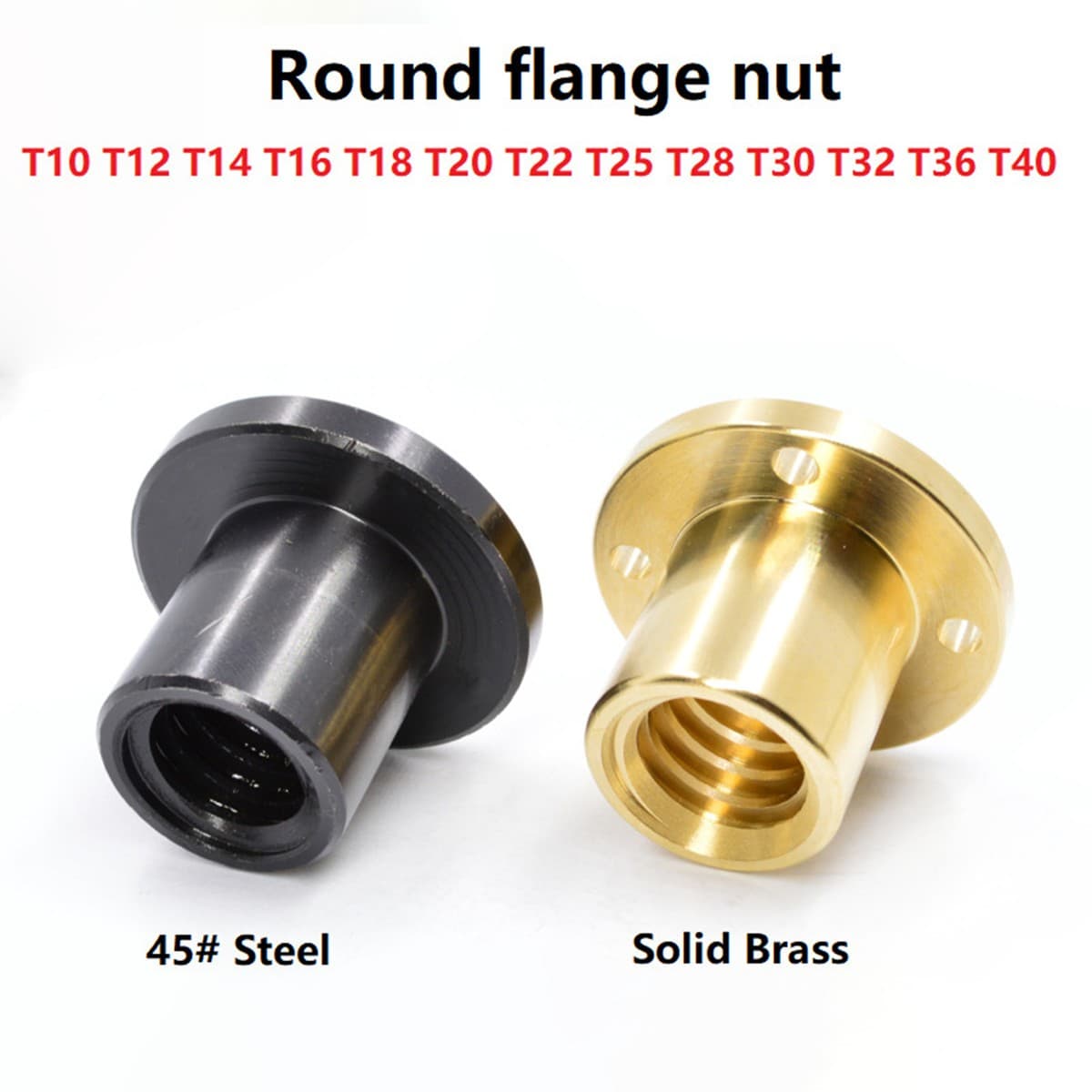Lead Screw Nut Trapezoidal Lead Screw Nut with Flange T10 - T40 45# Steel /Brass