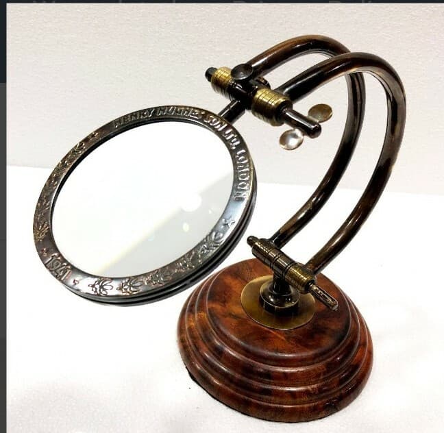 Antique Brass Magnifying glass wooden glasses Office Decorative Nautical