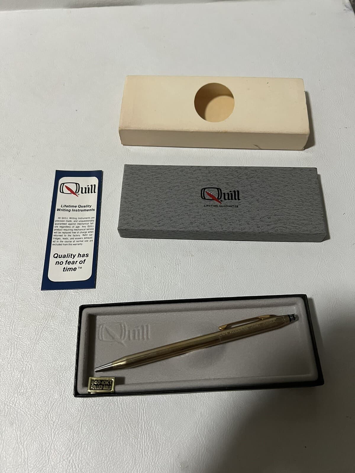 Vintage QUILL ROLLED GOLD PEN 1/40 10K BALLPOINT PEN MADE IN USA RARE
