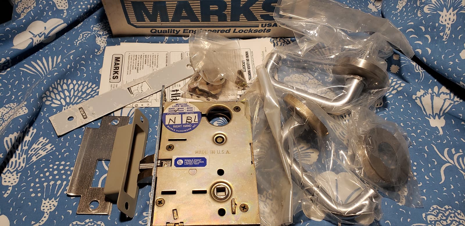 Grade 1 MARKS Mortise Lock 5000 Series Passage Lever Function Satin Chrome RH