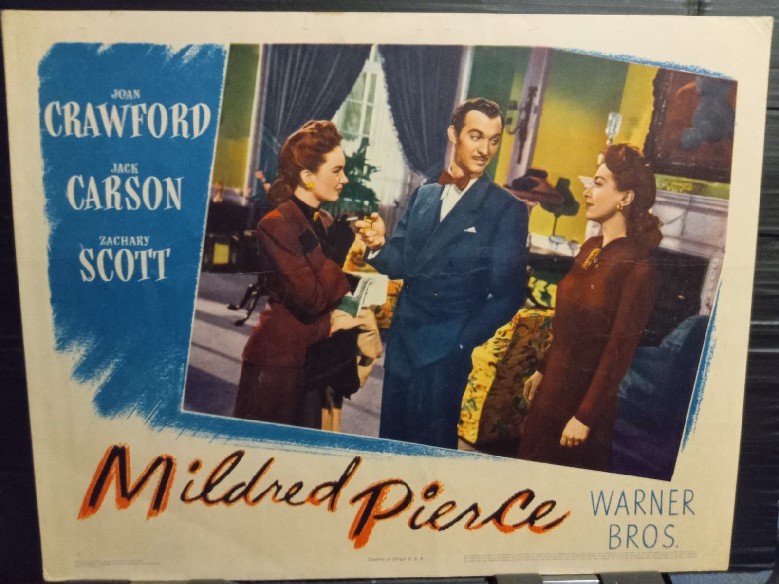 Lobby Card 1945 MILDRED PIERCE Joan Crawford AA win Zachary Scott Ann Blyth