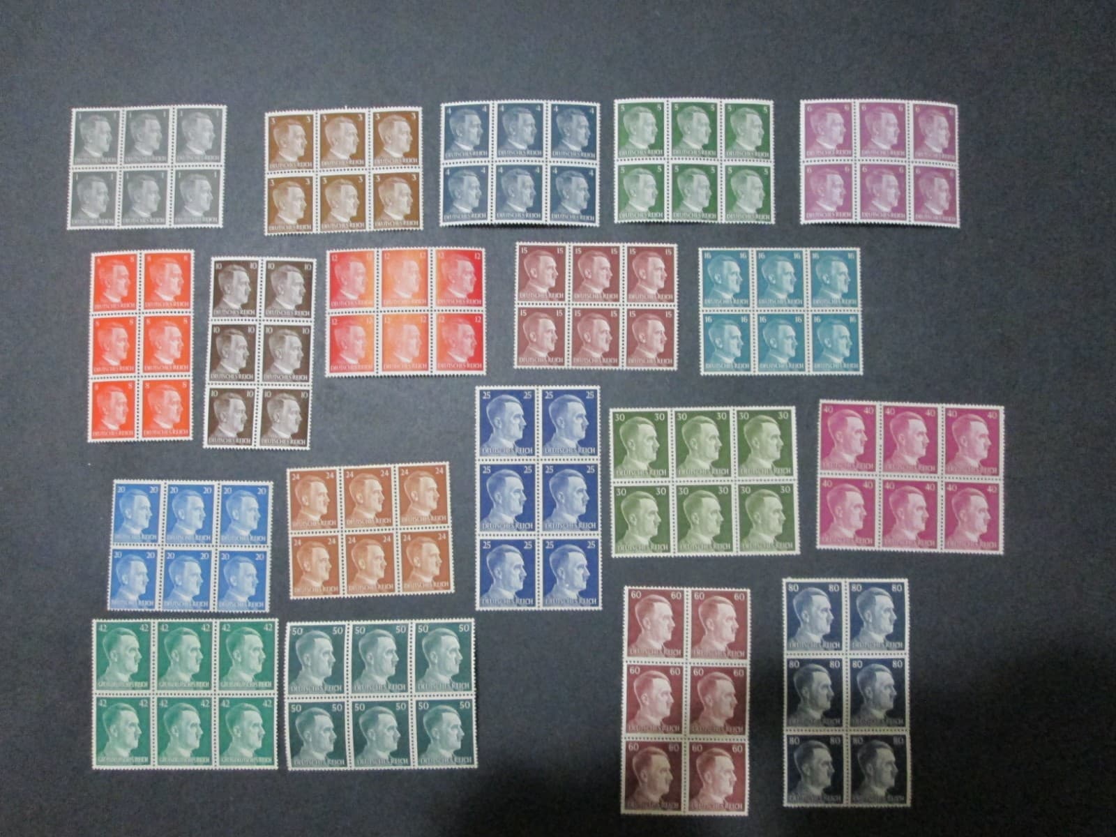 MNH Germany Europe WWII 3rd Reich Block of 6 Stamps Hitler Heads Scott HCV.