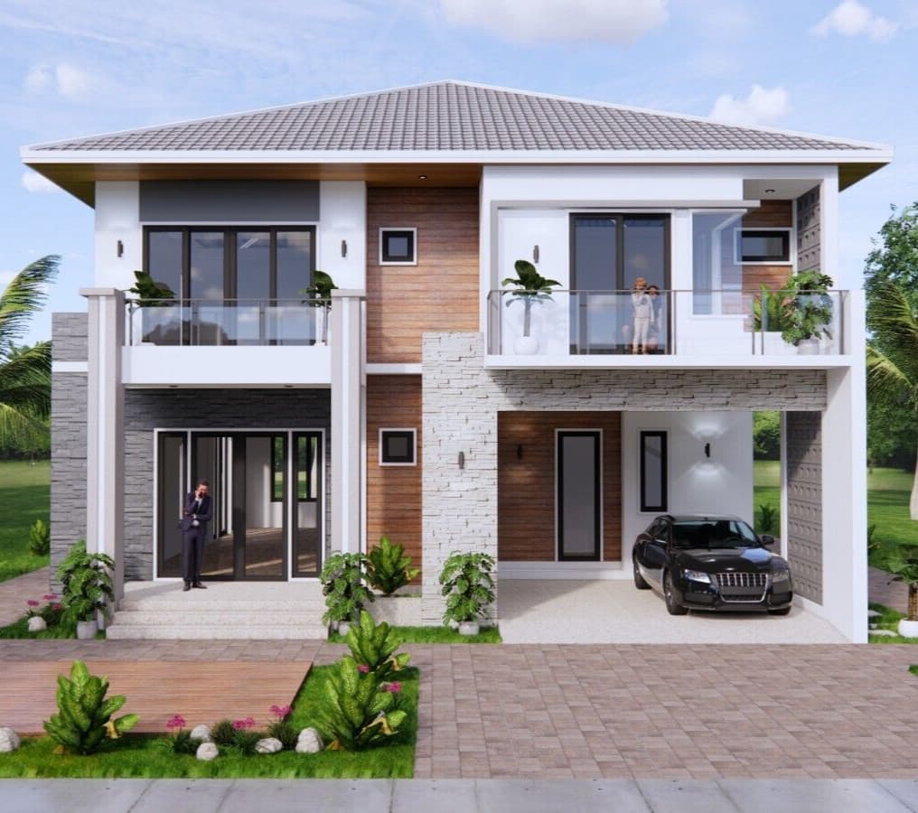 36x40 Feet House Design Plans 11x12 Meter 4 Beds 5 Baths Hip Roof (A4 Hard Copy)