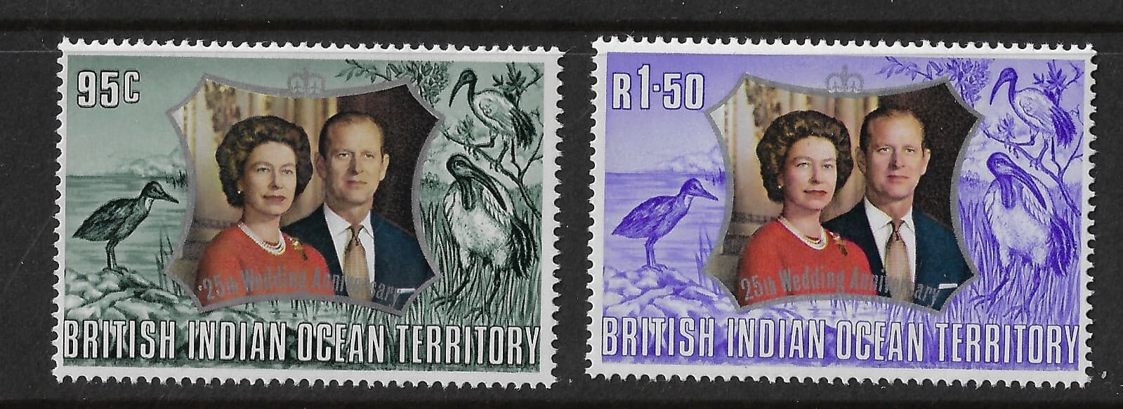 B.I.O.T. QEII silver wedding, Scott 48-49, MNH, XF. (a2435