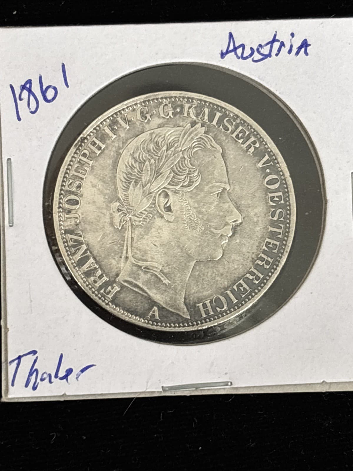 1861-A Austria Thaler - 1 Vereinsthaler - Francis Joseph I - World Silver