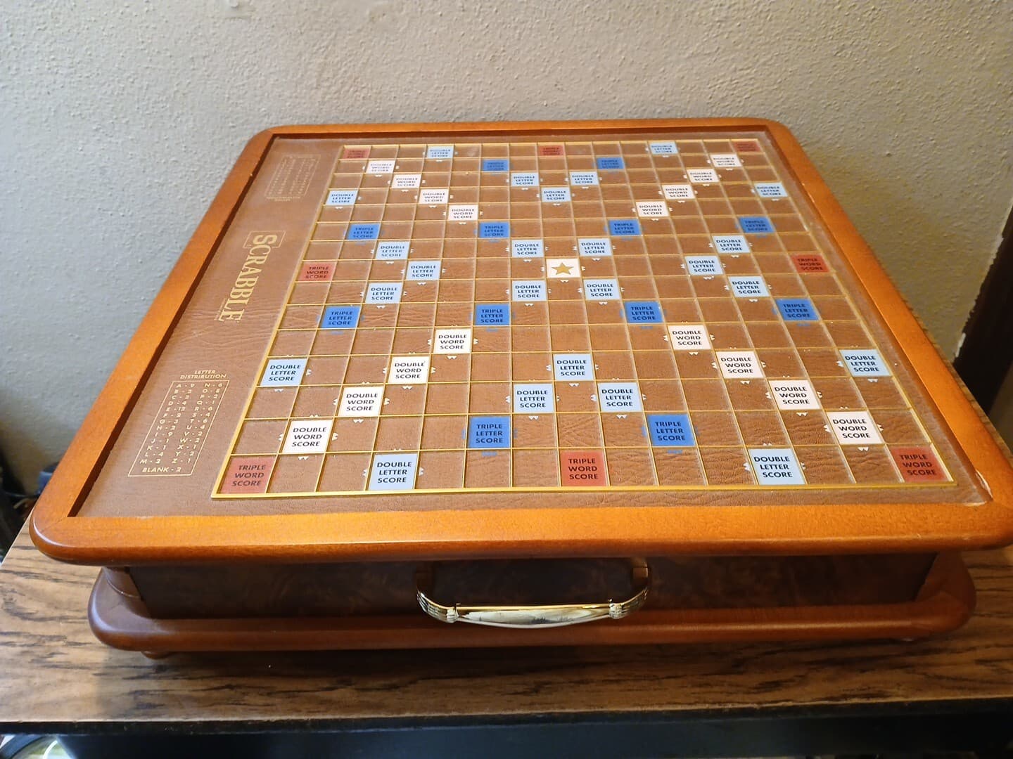 Scrabble Luxury Edition with Wood Cabinet and Rotating Turntable Game Board