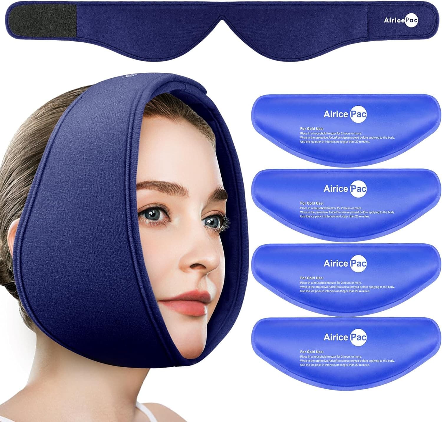 Wisdom Teeth Ice Pack Head Wrap, Face for Jaw Oral Surgery Pain...
