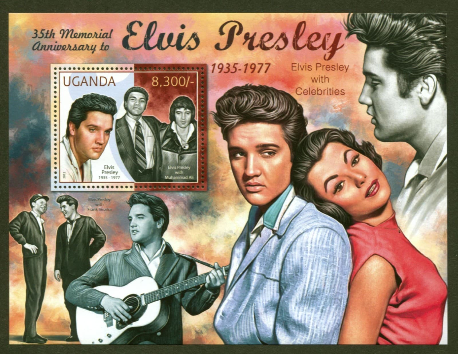 Uganda Sc# 1973, Elvis Presley & Stars, 2012 VF/XF MNH S/S No Faults SCV: $6.75