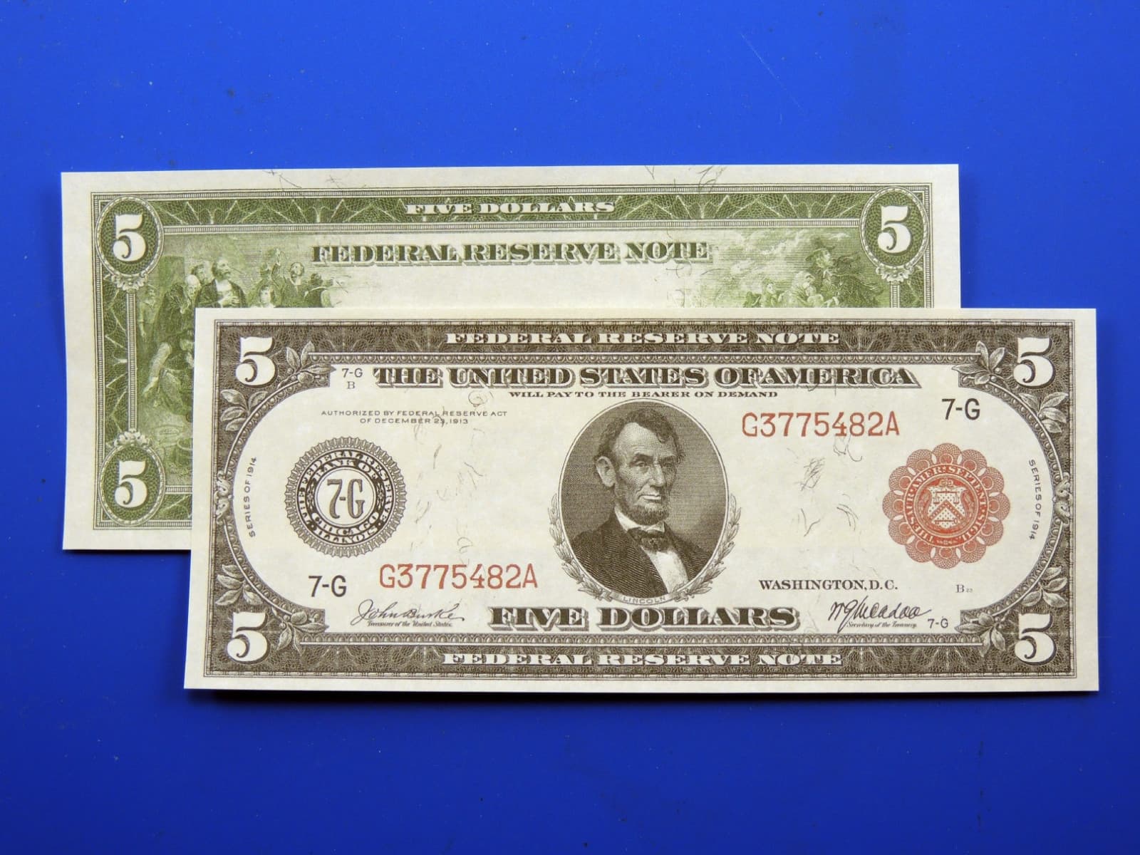Reproduction $5 1914 Federal Reserve Note Red Seal US Paper Money Currency Copy