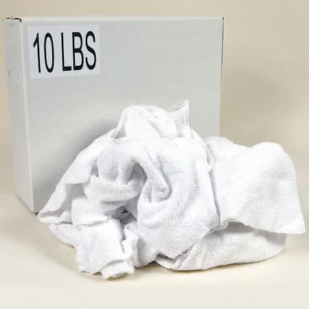 Recycled Cotton Terry Towels Cloth Rag 10 Lb. 14" X 17", White, G206010pc