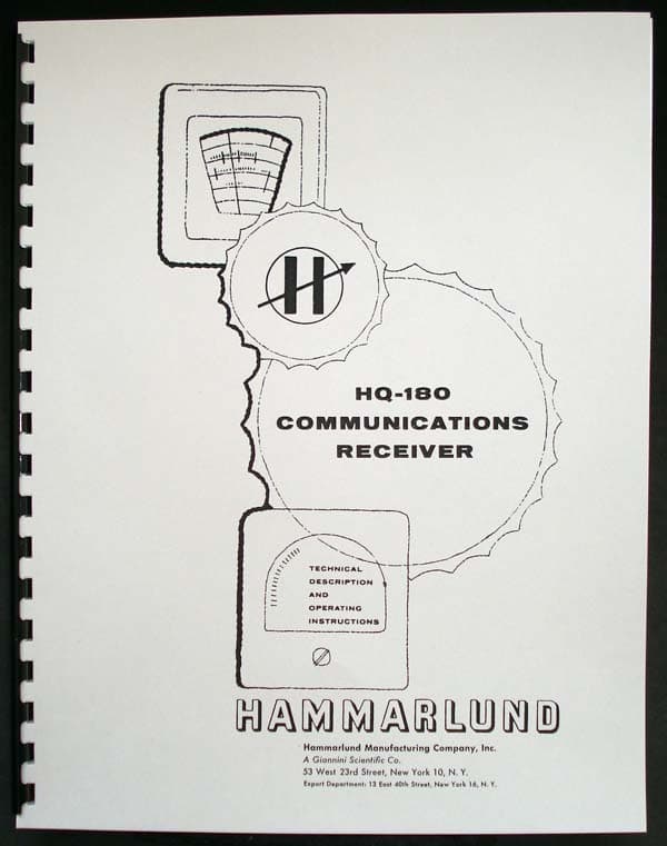 HAMMARLUND HQ180 HQ-180 Communications Receiver Manual Issue No. 4