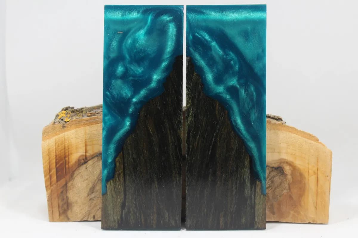 HYBRID STABILIZED DYED MAPLE TURQ CUSTOM COMPOSITE KNIFE HANDLE MATERIAL (8009)