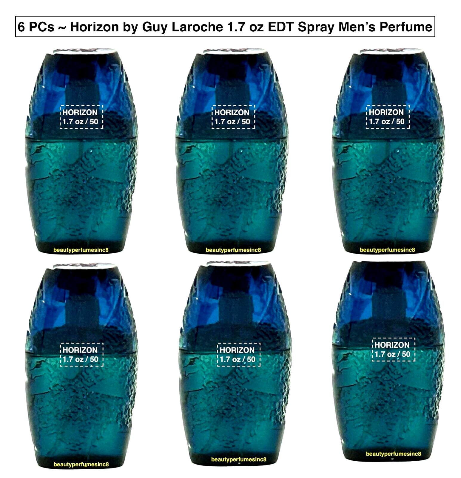 HORIZON by GUY LAROCHE 6 PCs - SIX 1.7 oz EAU DE TOILETTE SPRAY MEN'S PERFUME