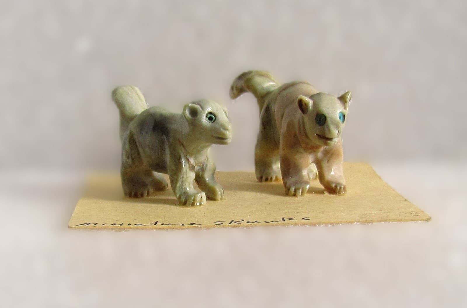 Native American tiny carved Skunk Fettishes by Herbert Davis Navajo