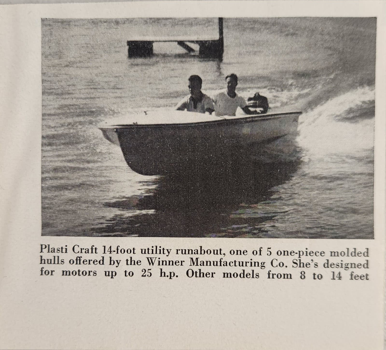 1954 Magazine Photo Plasti Craft 14-Foot Utility Runabout Boats Winner Mfg