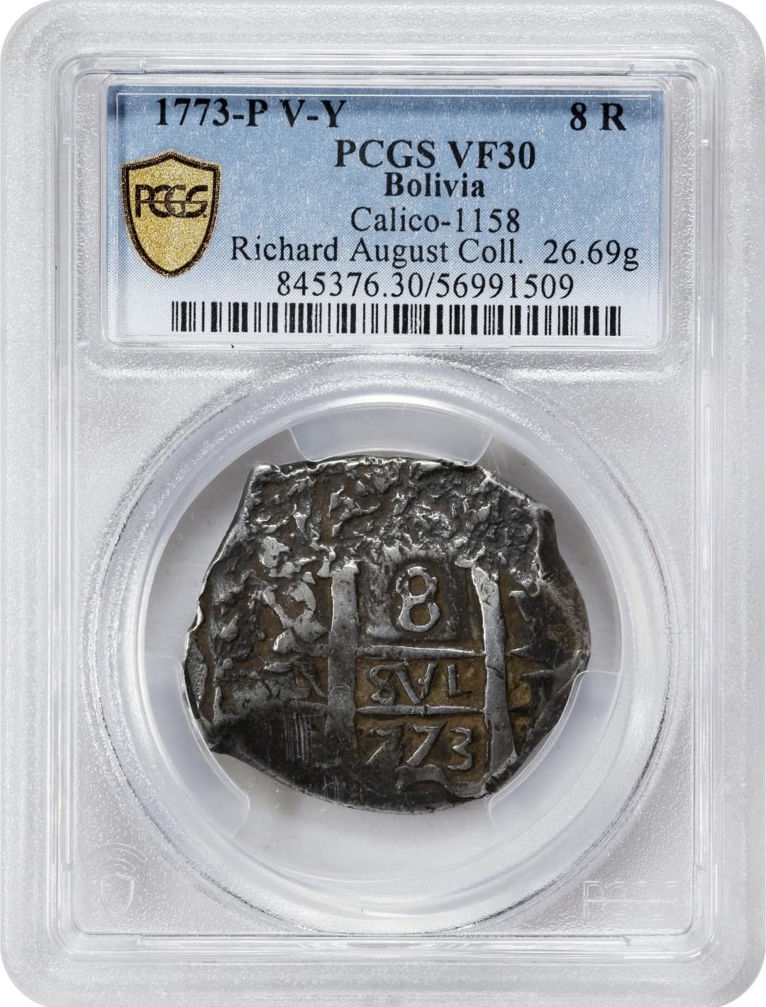 1773 Potosí Bolivia Cob 8 Reales - PCGS VF35 - Final Date of Cob Issue