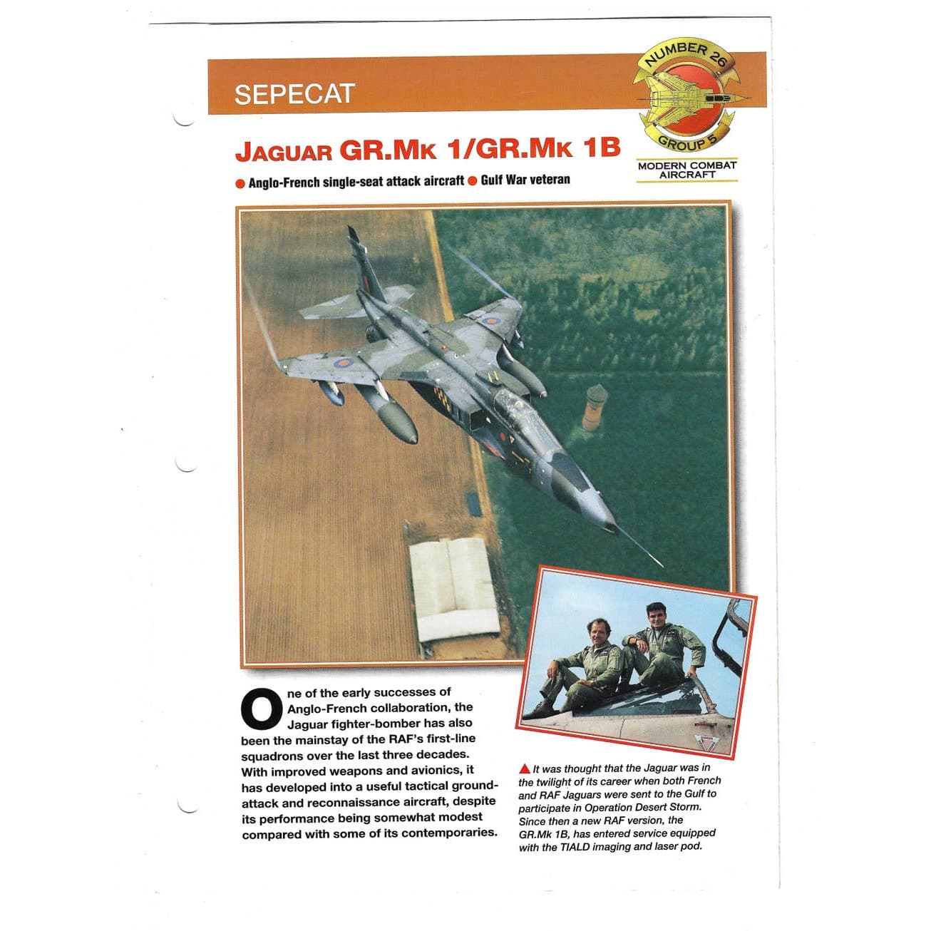 Vintage Sepecat Jaguar GR.Mk 1/GR.Mk 1B Modern Combat Aircraft No 26 Group 5