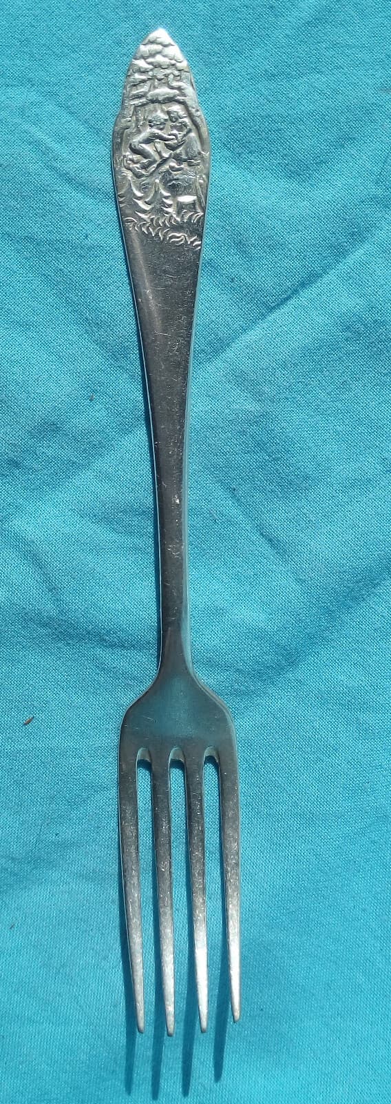 HALLMARKED ANTIQUE SILVER FORK HANSEL AND GRETEL FAIRY TALE DANISH GEORG NILSSON