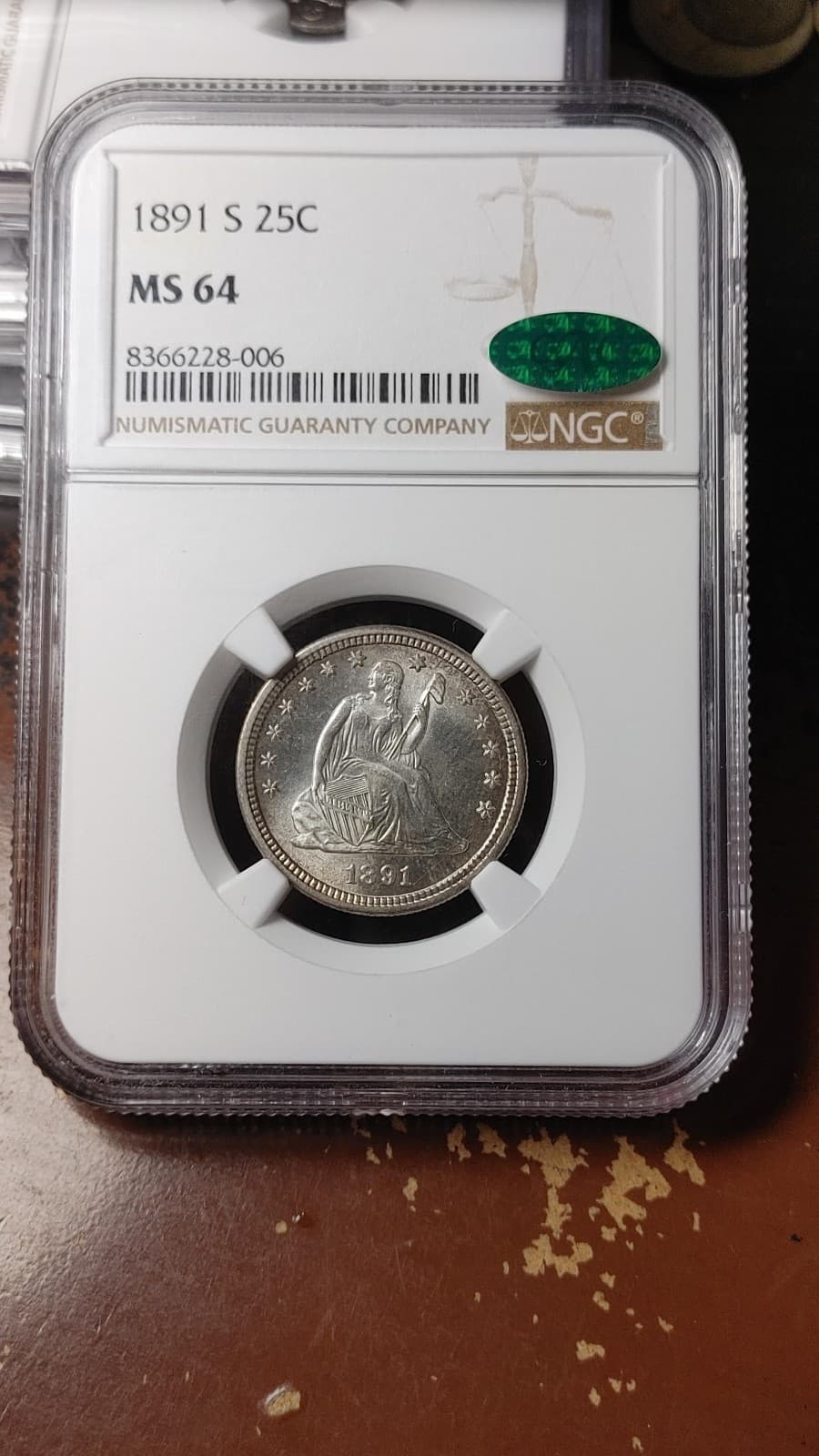 1891 S Seated Liberty Quarter Dollar 25C NGC CAC MS64 Great Eye Appeal 5272