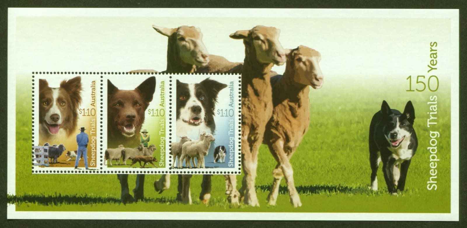 Australia Sc# 5435a, Dogs - Sheepdog Trials, 2022 VF MNH Sheet of 3, No Faults