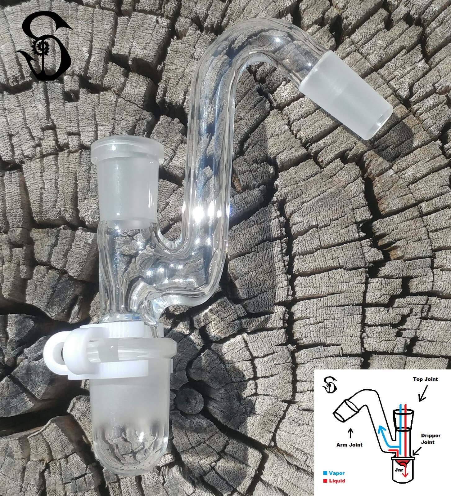 14mm Female - 14mm Male 45 Degree Glass Drop Down Reclaim Removable Jar USA