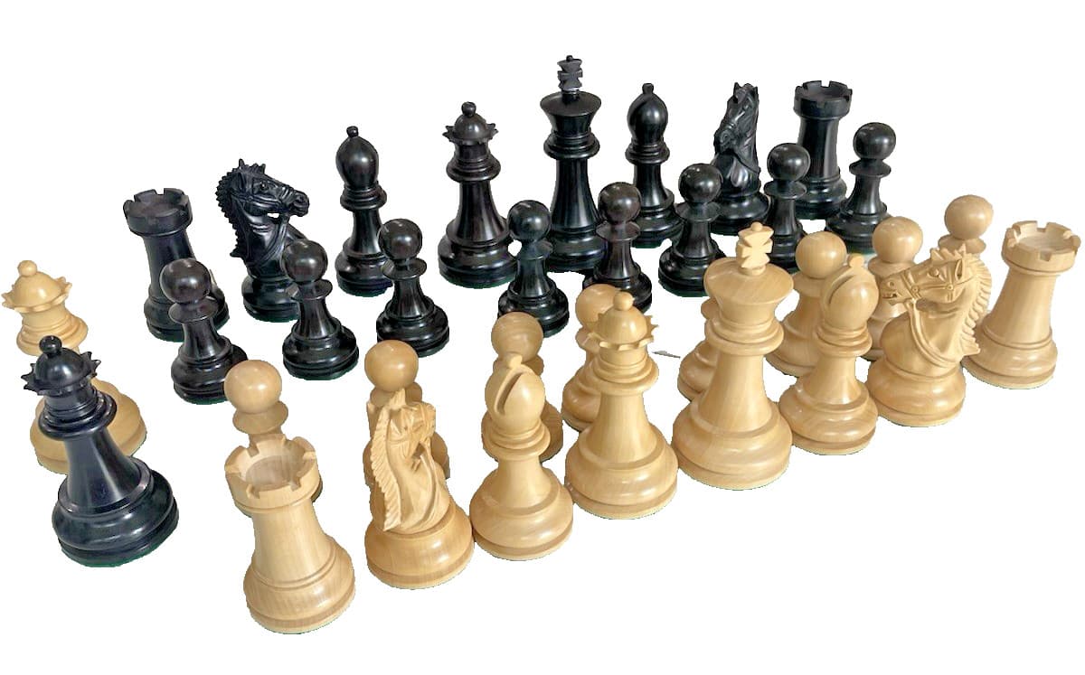 Vtg 4.1" Supreme Bridal Knight Staunton Wooden Chess 34 Heavy Weight Pieces