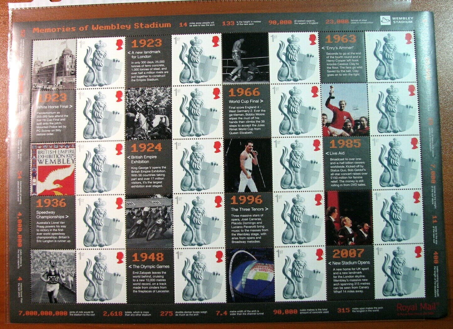 Great Britain Stamps Scott# 2469 Crowned Lion Sheet of 20 W/Labels 2007 MNH H144