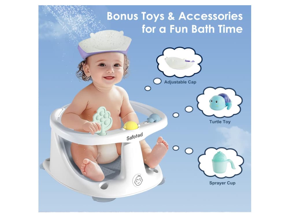 Asiento de baño para bebés de 6 meses en adelante, asiento de seguridad para bañ
