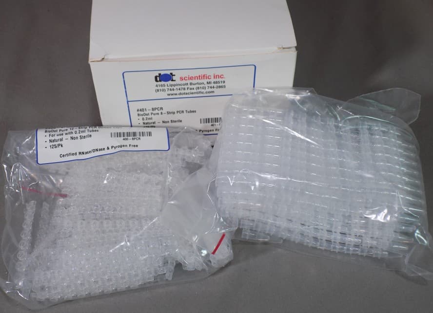 Pkg-125 BioDot Pure 8-Strip PCR Tubes O.2ml Scientific Inc # 401-8PCR
