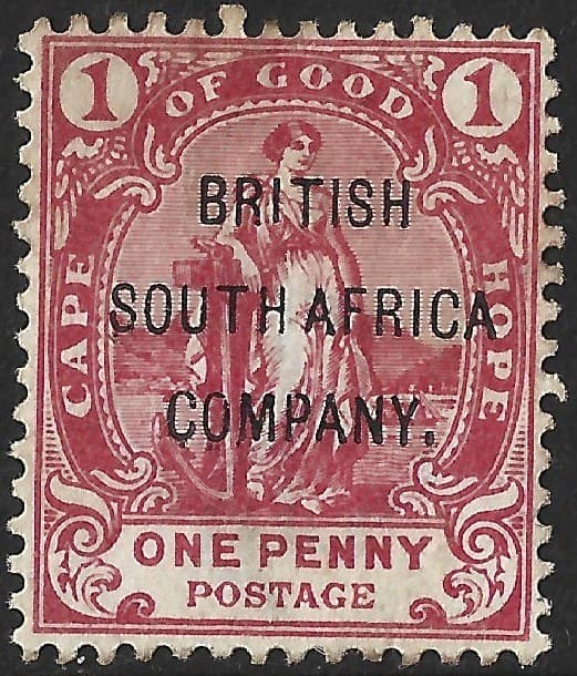 Rhodesia 1896 1d Rose-Red BSAC SG.59 Mint (Hinged) Cat:£23 Partial/Patchy Gum