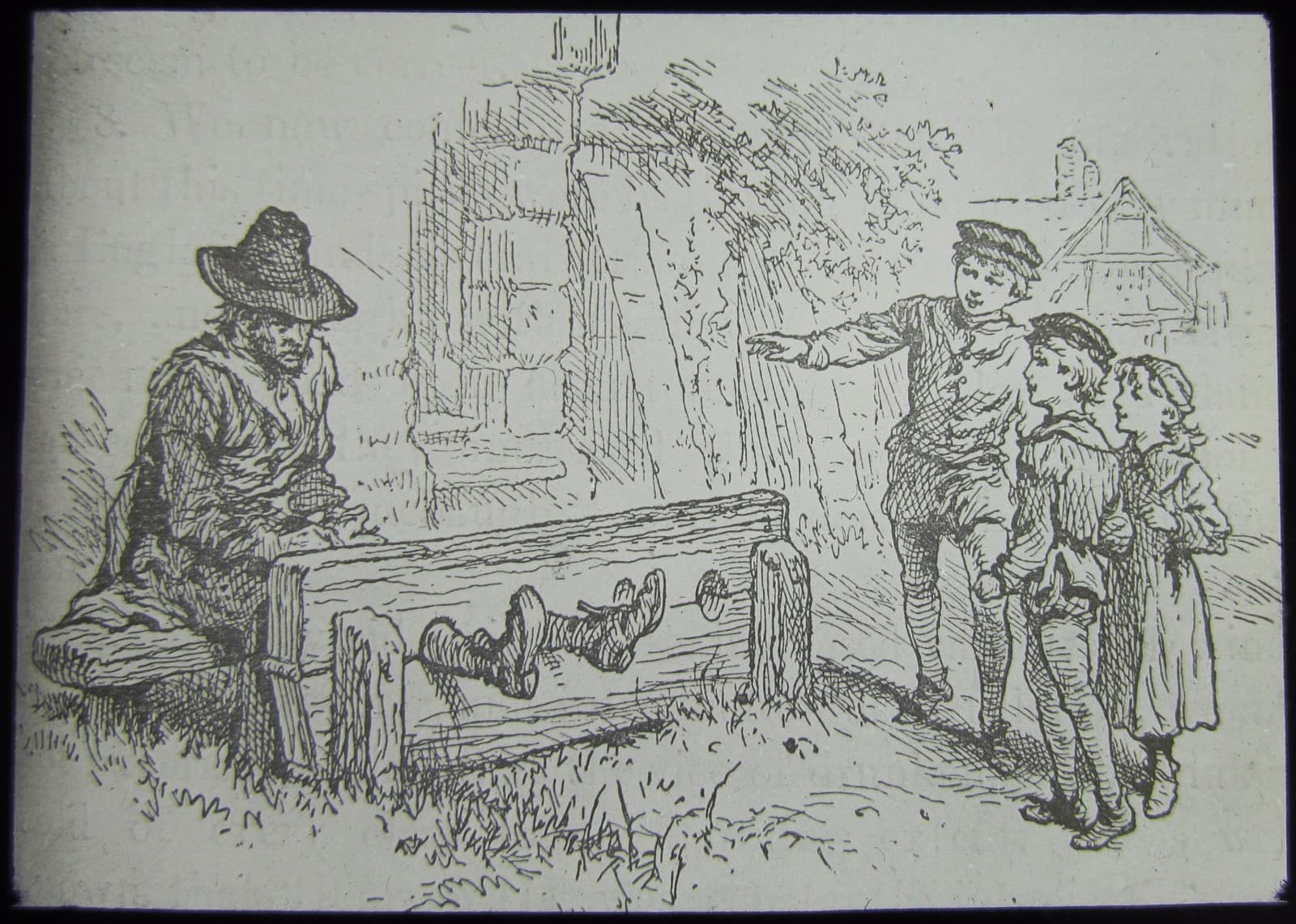 Glass Magic Lantern Slide STOCKS AT ST PAULS JARROW NO3 C1890 DRAWING ENGLAND