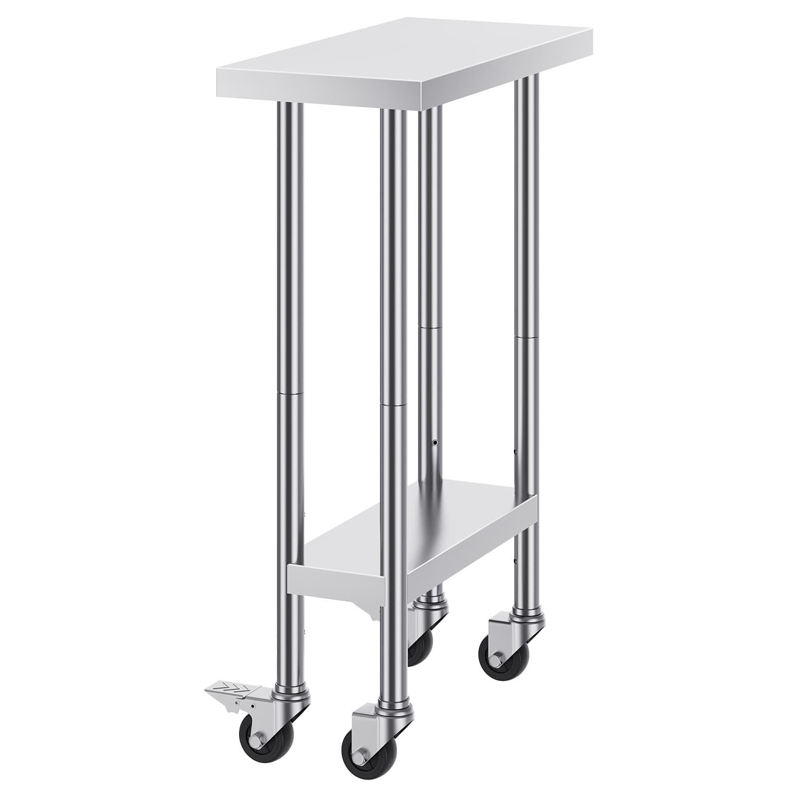 24x12 Inch Stainless Steel Work Table Commercial Prep Table With 4 Casters