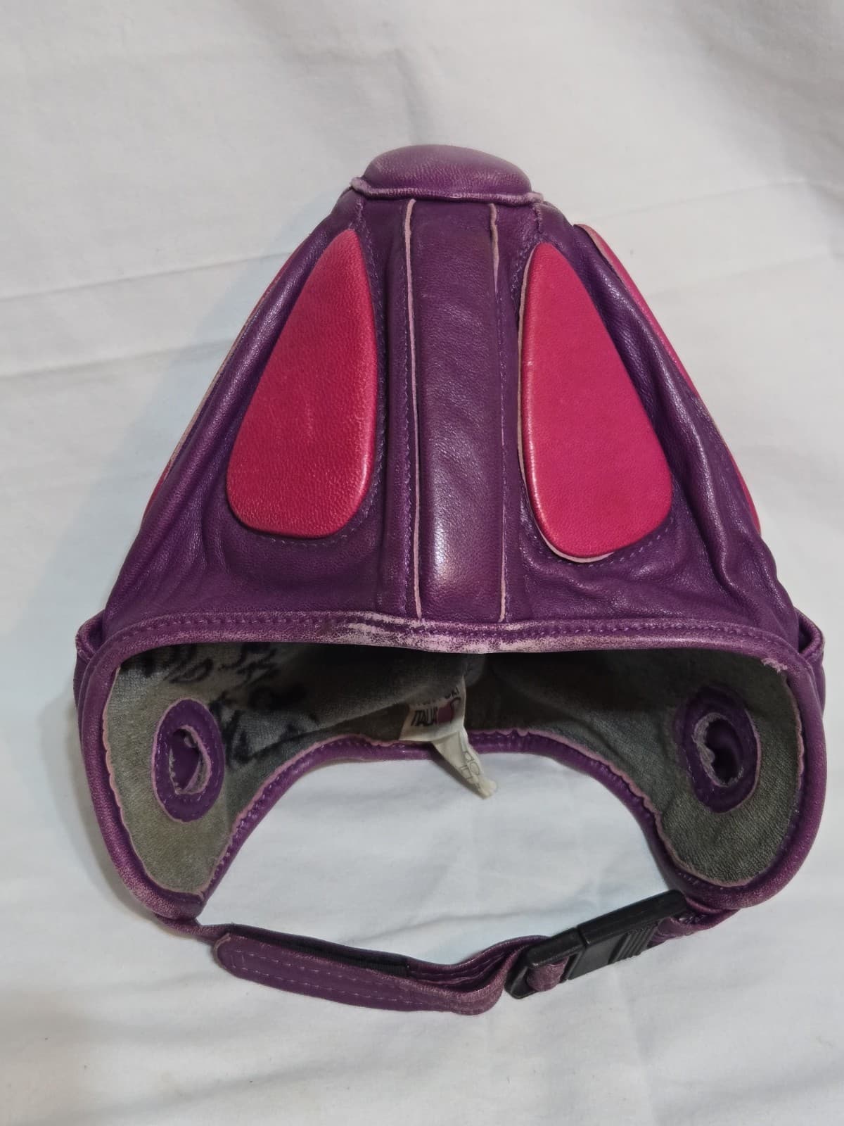 Vintage ParaPort Italia Skydiving Leather Helmet Purple Pink Made in Italy