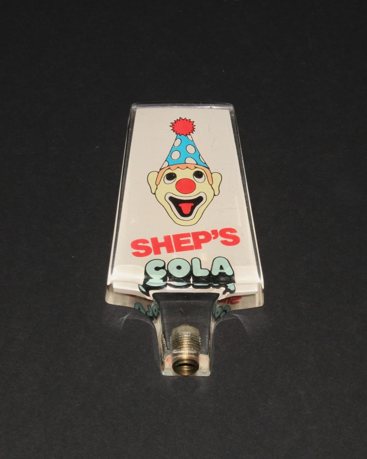 Vintage Shep's Cola Clown Soda Fountain Tap Handle Acrylic 6" Pittston PA